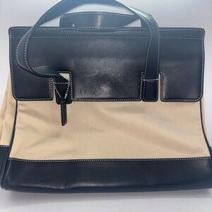 Classic Coach Two-Tone Canvas and Leather Tote Bag - Black & Cream
